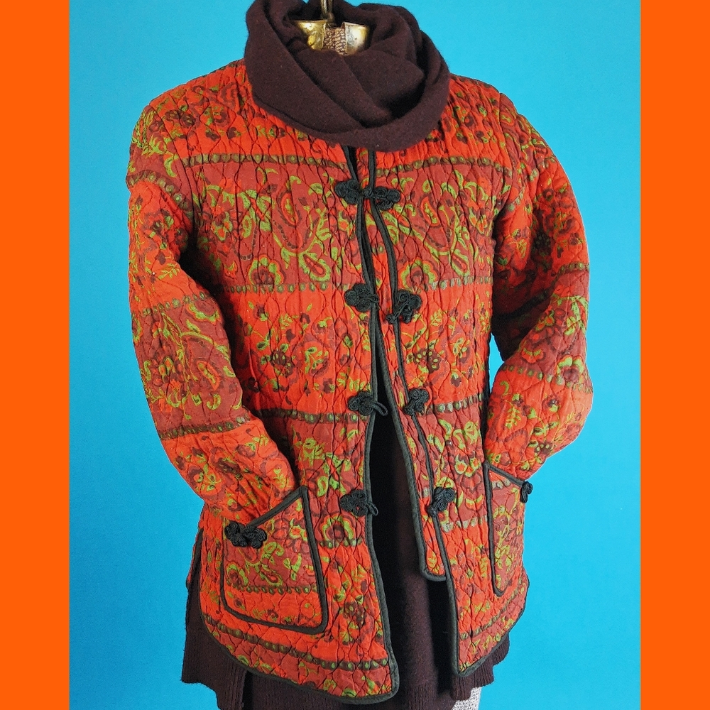 🍒 3 items for $10 🍒 Nepalese Quilted Jacket with Frogs